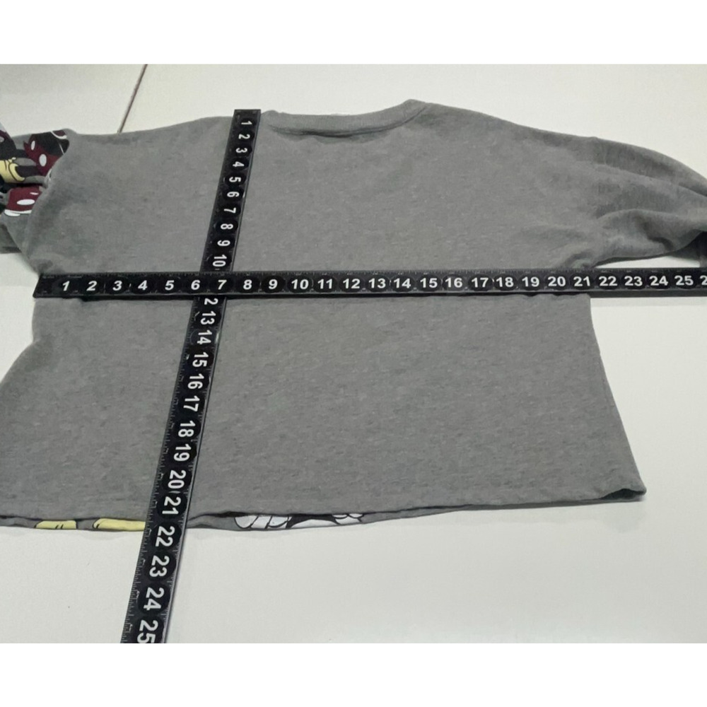 Disney Mickey Mouse Sweatshirt Womens Medium Gray Front All Over Print Crew Neck - Picture 7 of 12